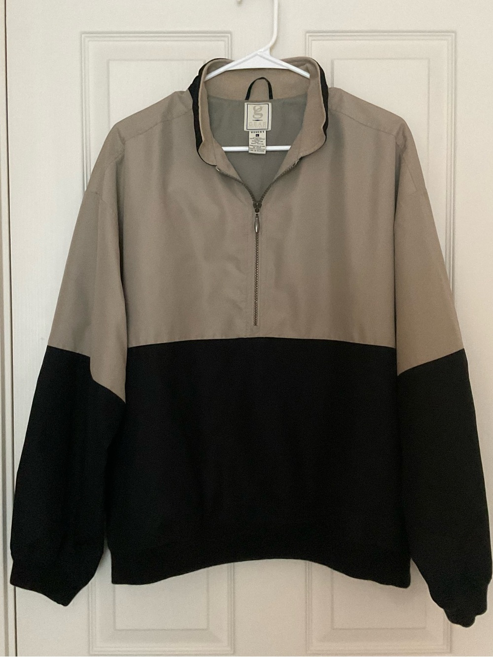 Gear For Sports Two-Tone Half-Zip Pullover Jacket in Beige and Black